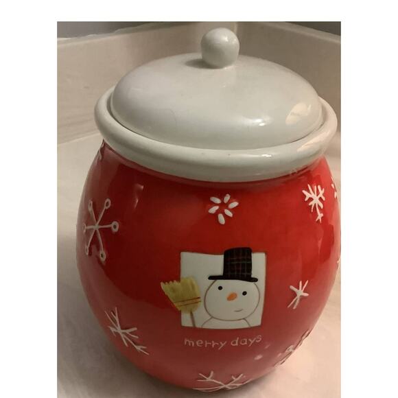 Vintage Hallmark Ceramic Cookie Jar, Merry Days, Snowman, Christmas - Picture 1 of 3